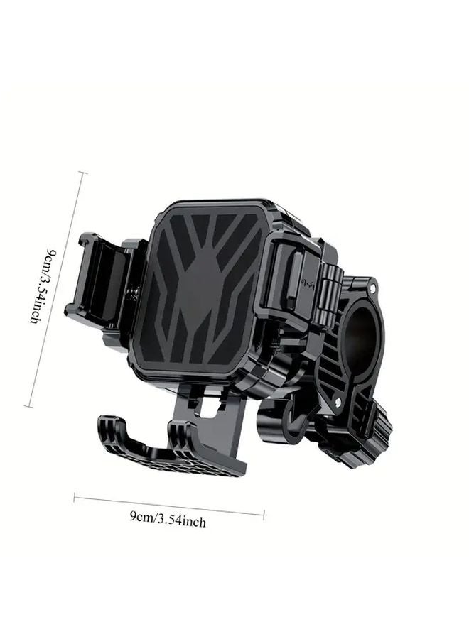 Motorcycle Phone Mount Black Rearview Mirror Mount Heavy Duty Anti Vibration Handlebar Holder - Image 3